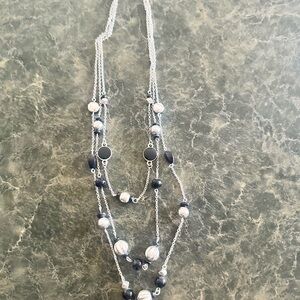 Elegant Silver and Black Beaded Necklace